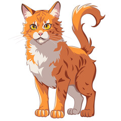 Vector drawing of a red serious cat with spots.