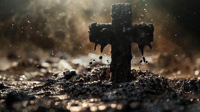 ash wednesday christian cross symbol marked with ash conceptual religious illustration