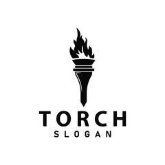 Illustration black silhouette torch logo flame design olympic sport victory inspiration