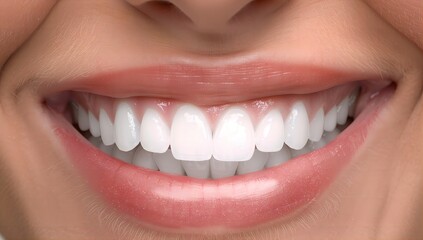  Radiant Smile with Perfect White Teeth, Healthy Oral Care Concept - obrazy, fototapety, plakaty
