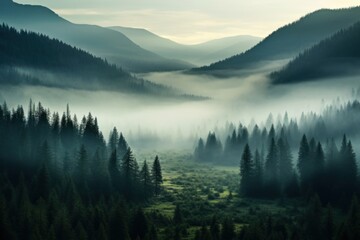 Obraz premium Nature forest fog wilderness.