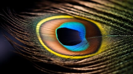 Fototapeta premium Close-up of a Peacock Feather Showing Vibrant Colors