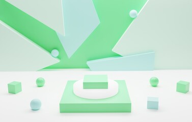3d render abstract minimalist cube podium