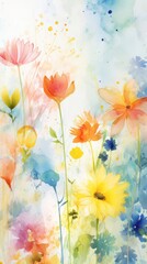 Spring flowers wallpaper abstract painting outdoors.