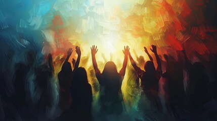 devoted followers of jesus christ worshipping together spiritual digital painting