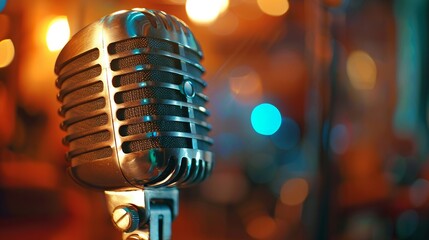 Classic microphone design exuding retro charm and sophistication  ,close-up