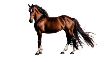 Naklejka premium A brown horse isolated on a png background.