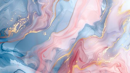 ethereal watercolor composition in pastel pink blue and gold with fluid marbled textures abstract 8k