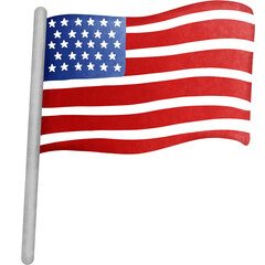 Naklejka premium Watercolor american flag clipart, Hand drawn 4th of July illustration, Independence Day decoration.
