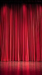 Red theater curtain on stage ready for performance