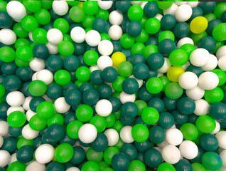 Pool with green and white balls