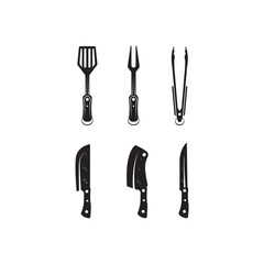 Set of spatula and knife vector logo design illustration