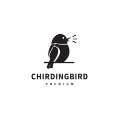 Funny Bird sing vector logo design illustration