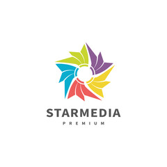 Fototapeta na wymiar Swoosh Colorful Star logo design for corporate identity