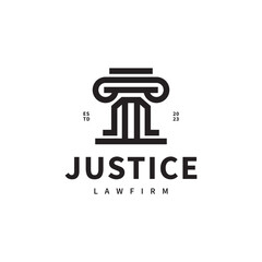 Vintage law pillar monoline logo design illustration 2