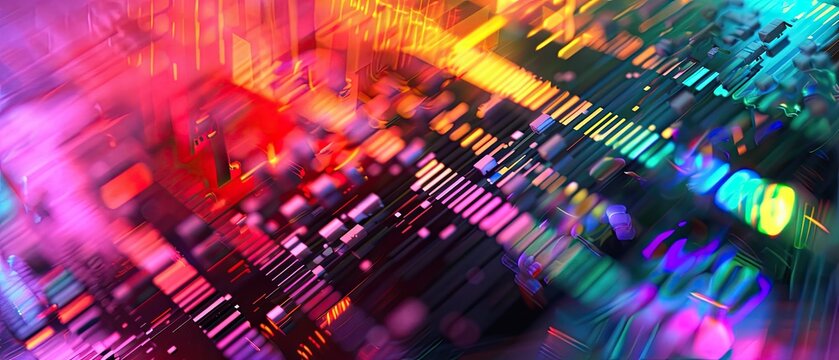 circuit board with glowing lights