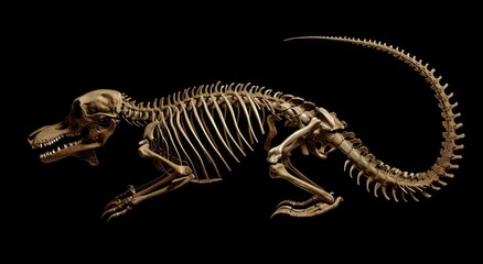 Dinosaur Skeleton on a Black Background