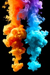 Fototapeta premium Colorful ink plumes in water creating an abstract art