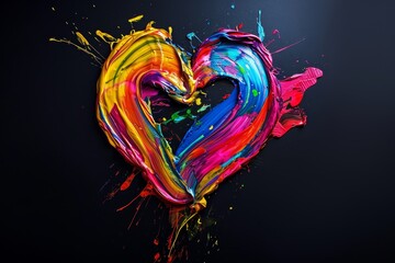 Colorful Paint Splatter Forming a Heart Shape