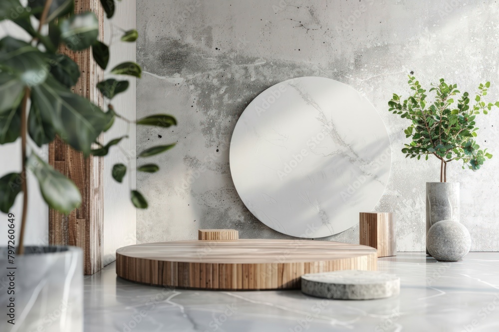 Poster abstract background for product presentation with stone. generate ai image