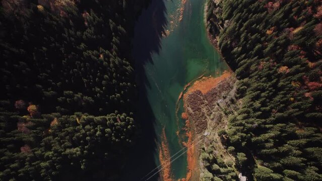 Aerial video over Scropoasa lake Romania