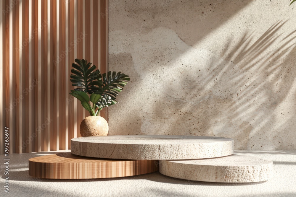 Poster abstract background for product presentation with stone. generate ai image
