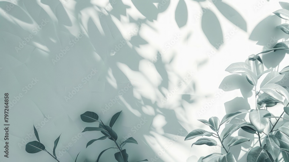 Poster abstract background with sunlight shadow on white wall. generate ai image
