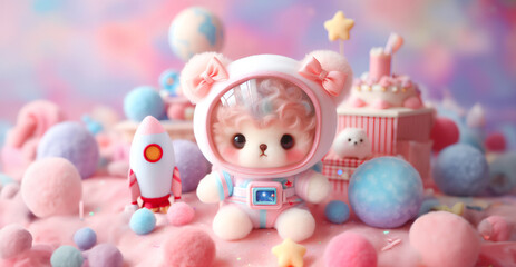 Fototapeta premium Cute doll wearing a space suit