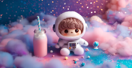 Cute doll wearing a space suit