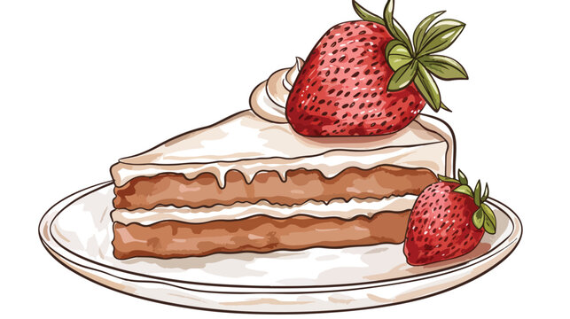 Strawberry with whipped cream decoration cake pastry