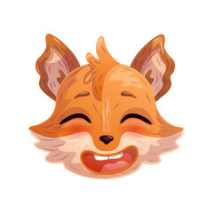 Laughing cartoon fox. Anthropomorphic face. Vector illustration.