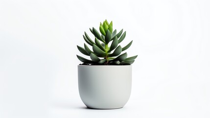 Potted succulent plant in a sleek modern pot, photographed on an isolated white background, showcasing its minimalist aesthetic and suitability for contemporary decor.