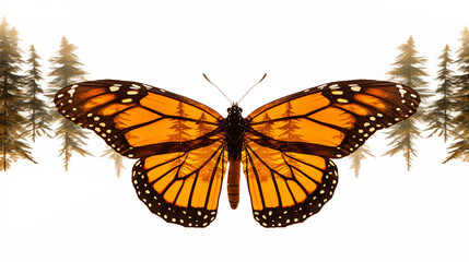 Macro Illustration of a Monarch Butterfly double exposure ~ Created using Generative AI