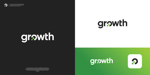 Modern growth financial logo design template.