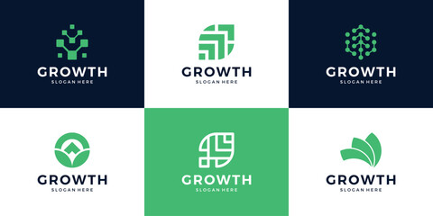 Set of modern growth arrow logo design inspiration.