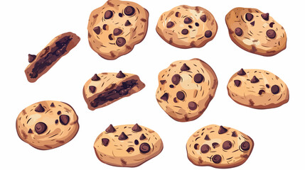 Sweet chocolate chip cookie cartoon bakery vector illustration