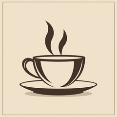 Obraz premium clean line logo in the morning coffee