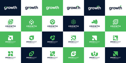 Collection of abstract growth symbol logo design.