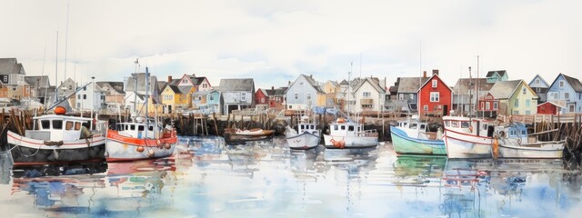 watercolor on textured paper whimsy sparse motif in rockport