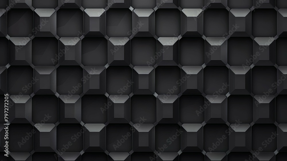 Poster seamless hexagonal black geometric texture - a seamless pattern with hexagonal shapes in shades of b