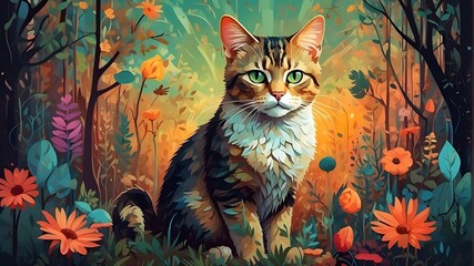 cat in the forest