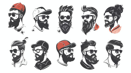 Templates of creative bicolor hand-drawn hipster log