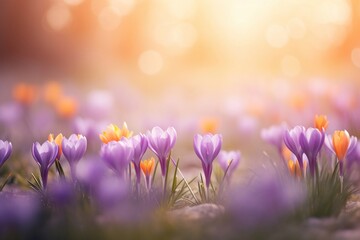 Fototapeta premium Crocus flower background nature crocus backgrounds.