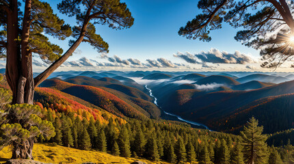 autumn landscape with mountains