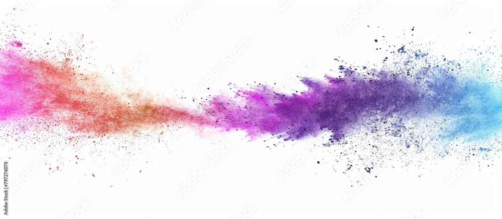 Poster vibrant powdery particles in an array of colors gracefully float through the atmosphere