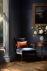 a wall in the interior of the room with chairs