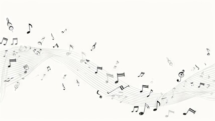 Minimalist music notes on a plain background - Minimalistic and clean design showing music notes appearing to float on a plain white background, suggesting rhythm and simplicity