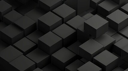 3D  of black cubic shapes - The image showcases a multitude of 3D  black cubes organized in a uniform pattern creating a textured surface