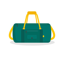 Travel and sports bag icon in flat style. Duffel bag. Vector illustration. Isolated on white background.