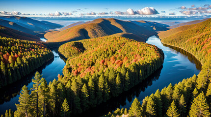 landscape with lake and mountains